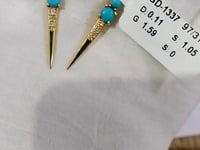 Spike 14k Gold Diamond Stud Earring With Turquoise Stone