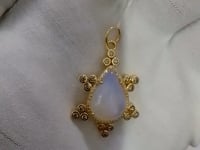 Ethiopian Opal 14k Solid Gold Diamond Pendant
