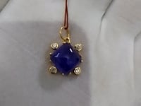 Tanzanite 14k Solid Gold Diamond Pendant