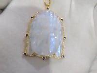 Buddha 14k Solid Gold Diamond Moon Stone Pendant