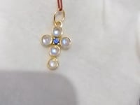 Cross 14k Solid Gold Moon Stone Pendant