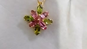 14k Solid Gold Tourmaline Stone Pendant