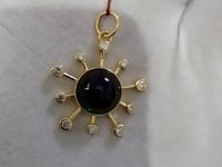 Green Tourmaline 14k Solid Gold Diamond Pendant