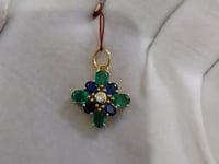 Emerald 14k Solid Gold Diamond Pendant