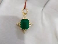 Emerald 14k Solid Gold Diamond Pendant