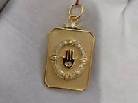 Dog Tag 14k Solid Gold Diamond Pendant