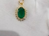 Emerald 14k Solid Gold Diamond Pendant
