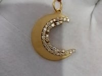 Moon 14k Solid Gold Diamond Pendant
