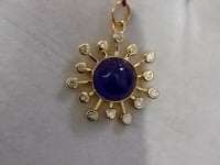 Sun 14k Solid Gold Diamond Pendant