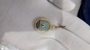 Oval 14k Solid Gold Diamond Pendant