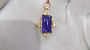 Tanzanite 14k Solid Gold Diamond Pendant