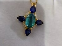Emerald 14k Solid Gold Diamond Pendant