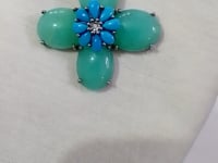 Chrysoprase Silver Diamond Pendant With Turquoise Stone