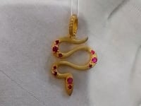 Snake Silver Pave Diamond Pendant With Ruby Stone