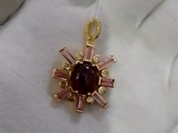 Pink Tourmaline Silver Pave Diamond Pendant