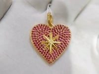 Heart Shape Silver Diamond Pendant With Ruby Stone