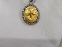 Oval Silver Diamond Pendant