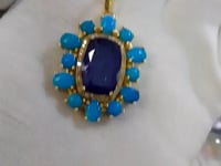 Tanzanite Silver Diamond Pendant With Turquoise Stone