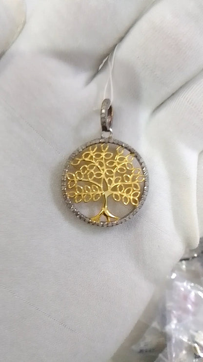 Tree of Life Silver Diamond Pendant