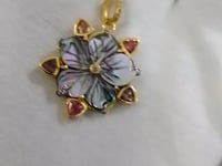 Flower Silver Diamond Pendant With Mother Of Pearl Stone