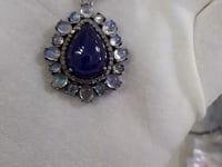 Tanzanite Silver Diamond Pendant With Moonstone Stone