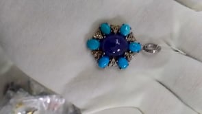 Tanzanite Silver Diamond Pendant With Turquoise Stone