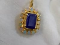 Tanzanite Silver Diamond Pendant With Ethiopian opal