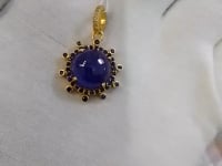 Tanzanite Round Silver Diamond Pendant With Blue Sapphire stone