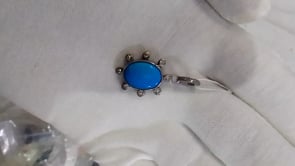 Oval Silver Diamond Pendant With Turquoise stone