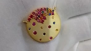 Round Silver Pendant With Tourmaline Stone