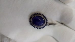 Tanzanite Silver Pave Diamond Pendant With Blue Sapphire Stone