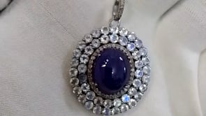 Tanzanite Silver Diamond Pendant With Moon Stone