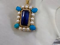 Kyanite Silver Diamond Pendant With Pearl Stone