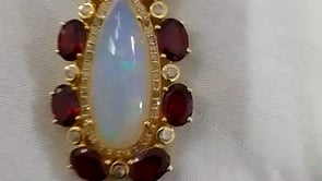 Ethiopian opal Silver Diamond Pendant