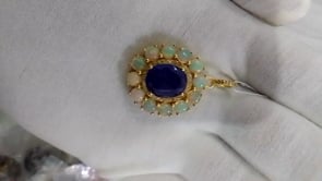 Tanzanite Silver Diamond Pendant With Ethiopian opal