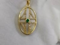 Oval Silver Diamond Pendant With Pearl Stone
