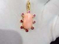 Coral Silver Diamond Pendant With Ruby Stone