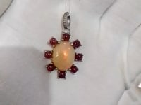 Ethiopian opal Silver Diamond Pendant With Pink Turquoise Stone