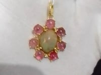Ethiopian opal Silver Diamond Pendant With Pink Turquoise Stone