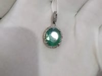 Emerald Silver Diamond Pendant
