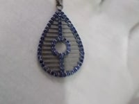 Pear Shape Silver Diamond Pendant With Blue Sapphire Stone