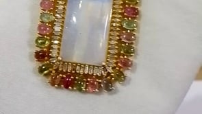 Rainbow Silver Diamond Pendant With Tourmaline Stone