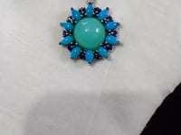 Turquoise Silver Diamond Pendant With Chrysoprase Stone
