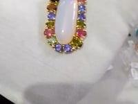 Ethiopian opal  Silver Diamond Pendant