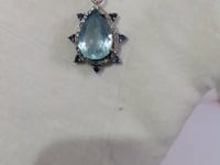 Aquamarine Silver Diamond Pendant