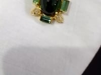 Green Tourmaline Silver Diamond Pendant