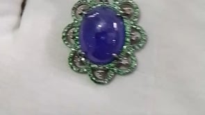 Tanzanite Silver Diamond Pendant With Tsavorite Stone