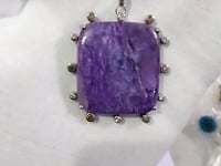Charoite Silver Diamond Pendant
