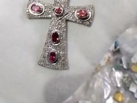 Cross Silver Diamond Pendant With Tourmaline Stone