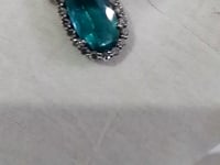 Pear Shape Green Kynite Silver Diamond Pendant